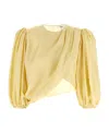 Chloé Draped Wrap-effect Cropped Silk-satin Blouse