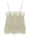 Chloé Silk Top With Drawstring Waist And Floral Pattern In Green