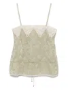 Chloé Silk Top With Drawstring Waist And Floral Pattern In Green