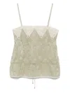 Chloé Silk Top With Drawstring Waist And Floral Pattern In Green