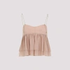 Chloé Tiered Ruffle Organic Silk Georgette Babydoll Top In Gold