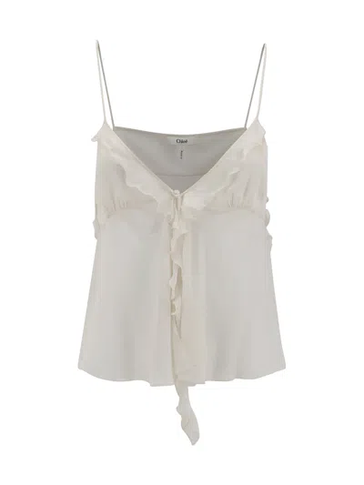 Chloé Women Silk Crop Top In White