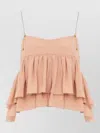Chloé Tiered Ruffle Organic Silk Georgette Babydoll Top In Pink