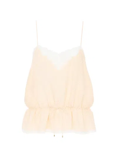 Chloé Lace-trim Peplum Camisole In Neutral