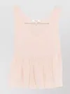 Chloé Silk Top Sleeveless V Neckline Pleated