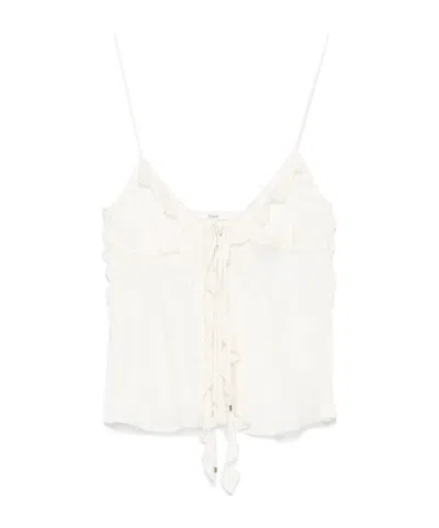 CHLOÉ CHLOÉ RUFFLED SPAGHETTI STRAP TOP