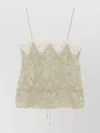 Chloé Silk Top With Drawstring Waist And Floral Pattern In Green