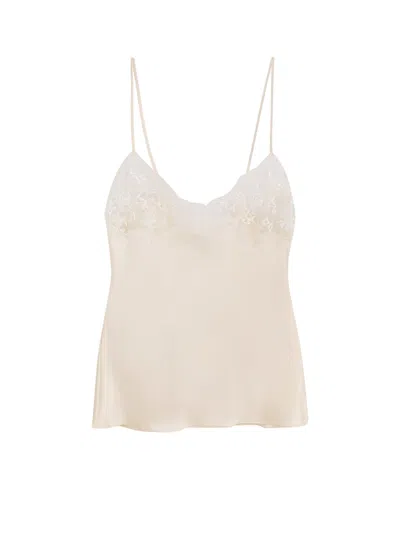 Chloé Silk Top With Lace Detail In Neutral