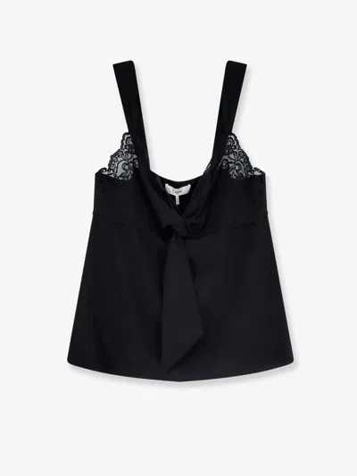Chloé Silk Top With Lace Profile In Black