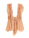 Chloé Beige Top With Gatherings And V Neck