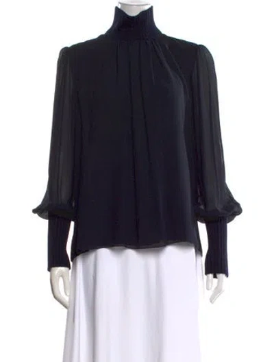Pre-owned Chloé Silk Turtleneck Blouse In Black