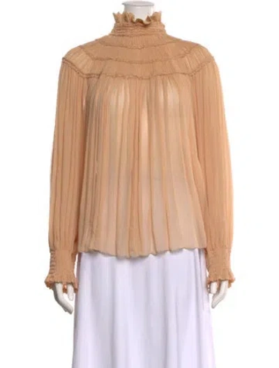 Pre-owned Chloé Silk Turtleneck Blouse In Neutral