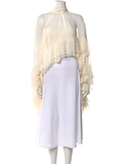 Pre-owned Chloé Silk Turtleneck Blouse In Neutrals