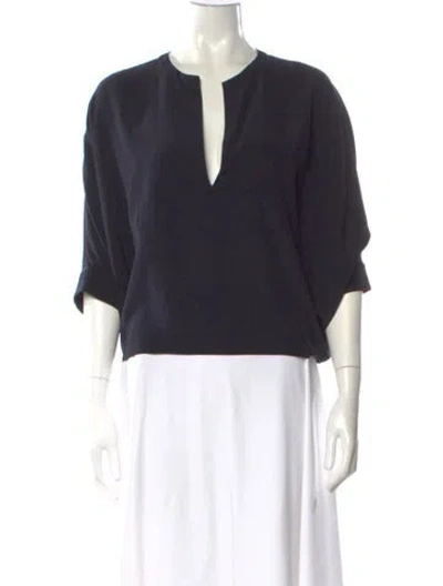 Pre-owned Chloé Silk V-neck Blouse In Black