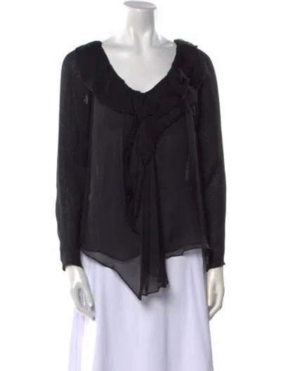 Pre-owned Chloé Silk V-neck Blouse In Black
