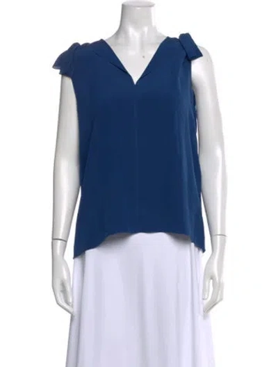Pre-owned Chloé Silk V-neck Blouse In Blue