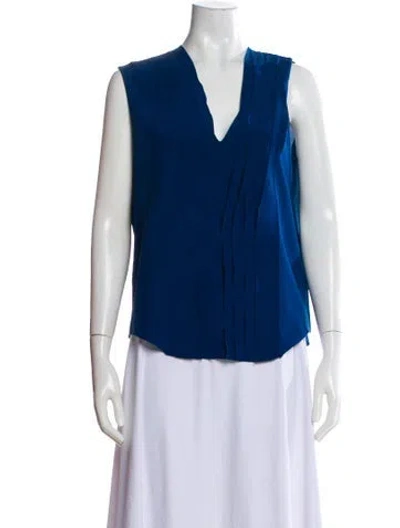 Pre-owned Chloé Silk V-neck Blouse In Blue