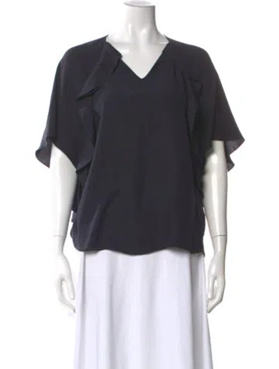 Pre-owned Chloé Silk V-neck Blouse In Gray