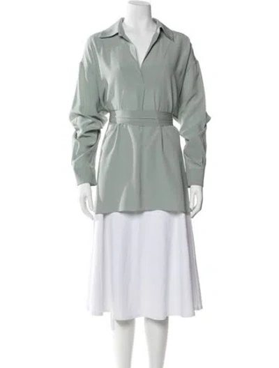 Pre-owned Chloé Silk V-neck Blouse In Green