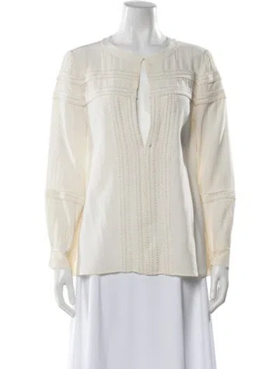 Pre-owned Chloé Silk V-neck Blouse In Neutral
