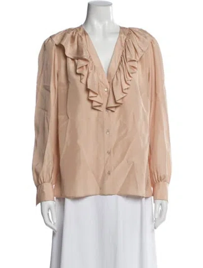 Pre-owned Chloé Silk V-neck Blouse In Neutral