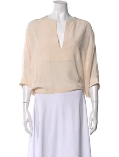 Pre-owned Chloé Silk V-neck Blouse In Neutral