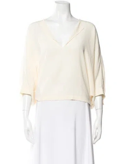 Pre-owned Chloé Silk V-neck Blouse In Neutral
