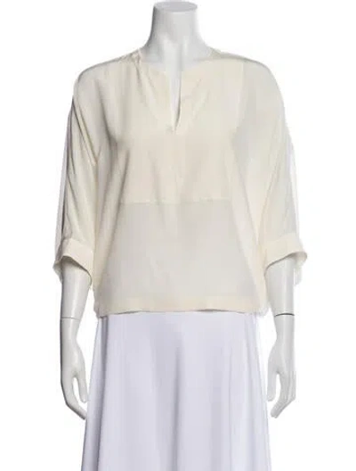 Pre-owned Chloé Silk V-neck Blouse In Neutral