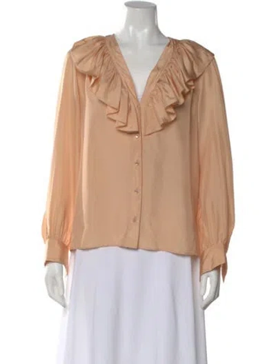 Pre-owned Chloé Silk V-neck Blouse In Neutral
