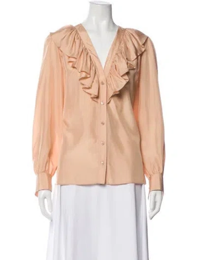 Pre-owned Chloé Silk V-neck Blouse In Orange