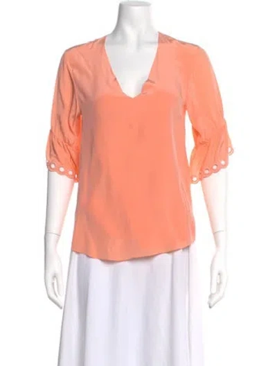 Pre-owned Chloé Silk V-neck Blouse In Orange