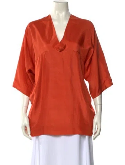 Pre-owned Chloé Silk V-neck Blouse In Orange