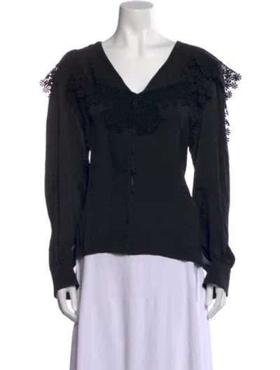 Pre-owned Chloé Silk V-neck Blouse W/ Tags In Black