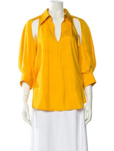 Pre-owned Chloé Silk V-neck Blouse In Yellow