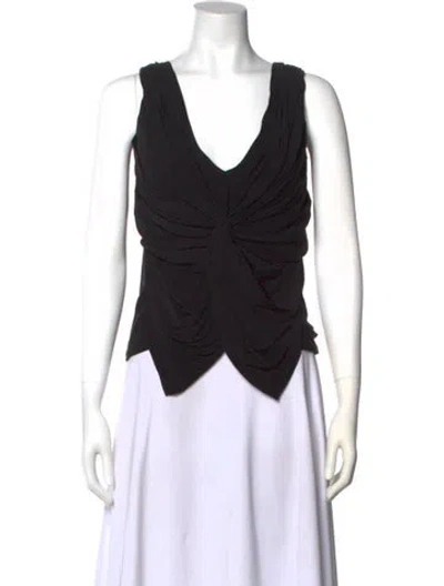 Pre-owned Chloé Silk V-neck Crop Top In Black
