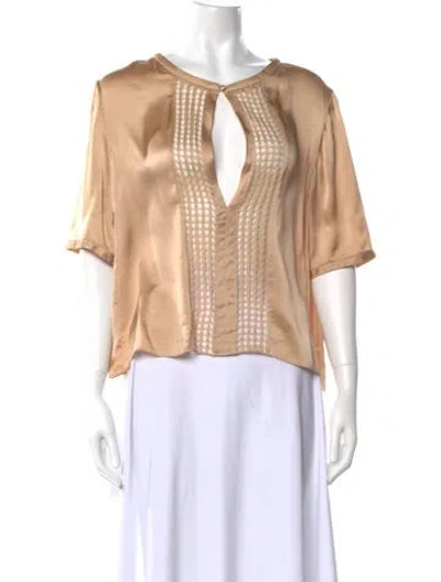Pre-owned Chloé Silk V-neck Sweater In Neutral