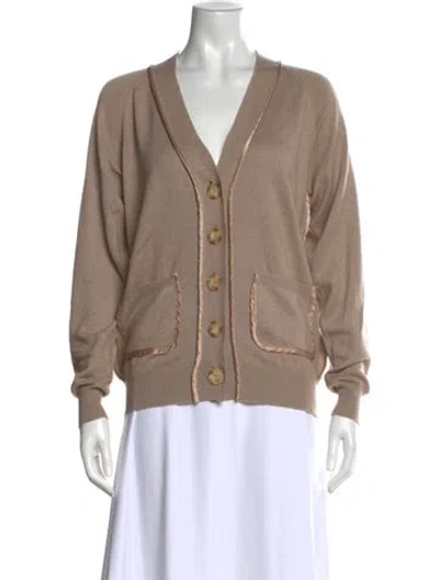 Pre-owned Chloé Silk V-neck Sweater In Neutral