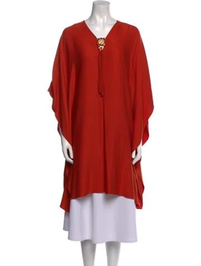 Pre-owned Chloé Silk V-neck Sweater In Orange