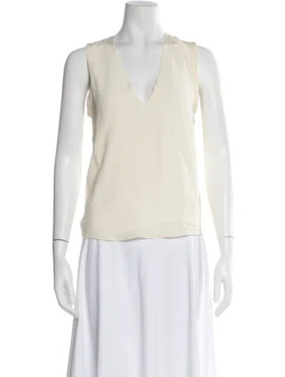 Pre-owned Chloé Silk V-neck Top In Neutral