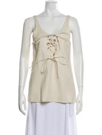 Pre-owned Chloé Silk V-neck Top W/ Tags In White