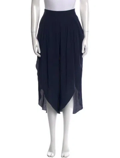 Pre-owned Chloé Silk Wide Leg Pants In Blue