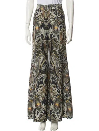 Pre-owned Chloé Silk Wide Leg Pants In Green