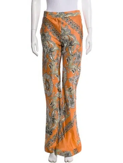 Pre-owned Chloé Silk Wide Leg Pants In Orange