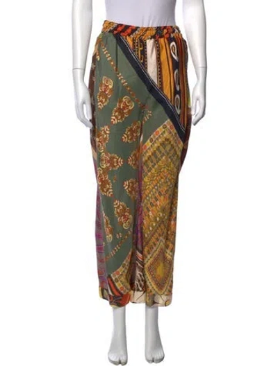 Pre-owned Chloé Silk Wide Leg Pants In Orange