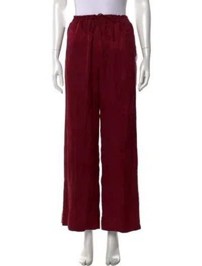 Pre-owned Chloé Silk Wide Leg Pants In Red