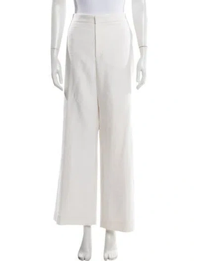Pre-owned Chloé Silk Wide Leg Pants In White