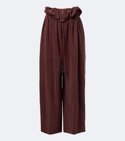 Chloé Silk-blend Poplin Wide-leg Pants In Burgundy