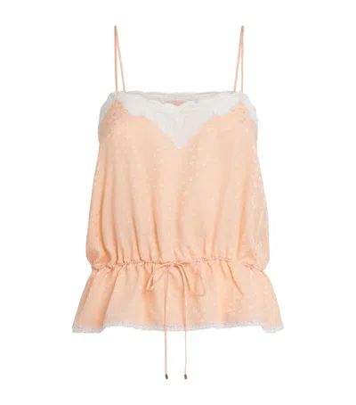 Chloé Silk-lace Floral Cami Top In Neutral