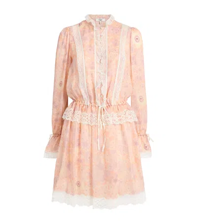 Chloé Silk-lace Floral Mini Dress In Nude