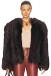 Chloé Oversized Shearling Short Coat In Brown